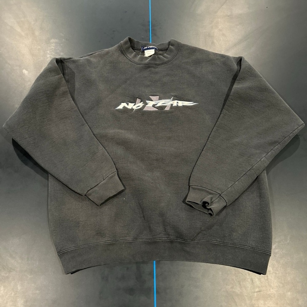 Vintage No Fear Sweatshirt L 90s Skater Crew Sweatshirt Rare Black Fader